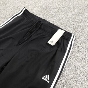 NEW Adidas Pants Mens L Black Track Warm Up Drawstring Jogger Sweatpants Run Gym